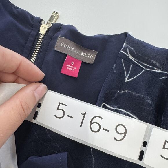 Vince Camuto Dress Womens 6 Floral Print Short Sleeve Ruffle Back Zip - Picture 5 of 8